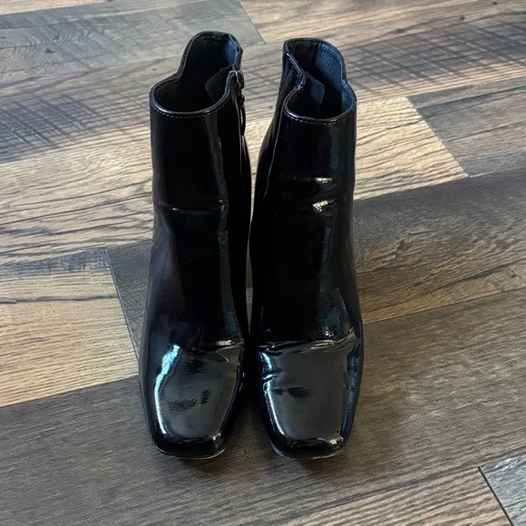 Michael Shannon Black Patent Leather Square Toe Ankle Boots Women’s Size 9 - Picture 5 of 9